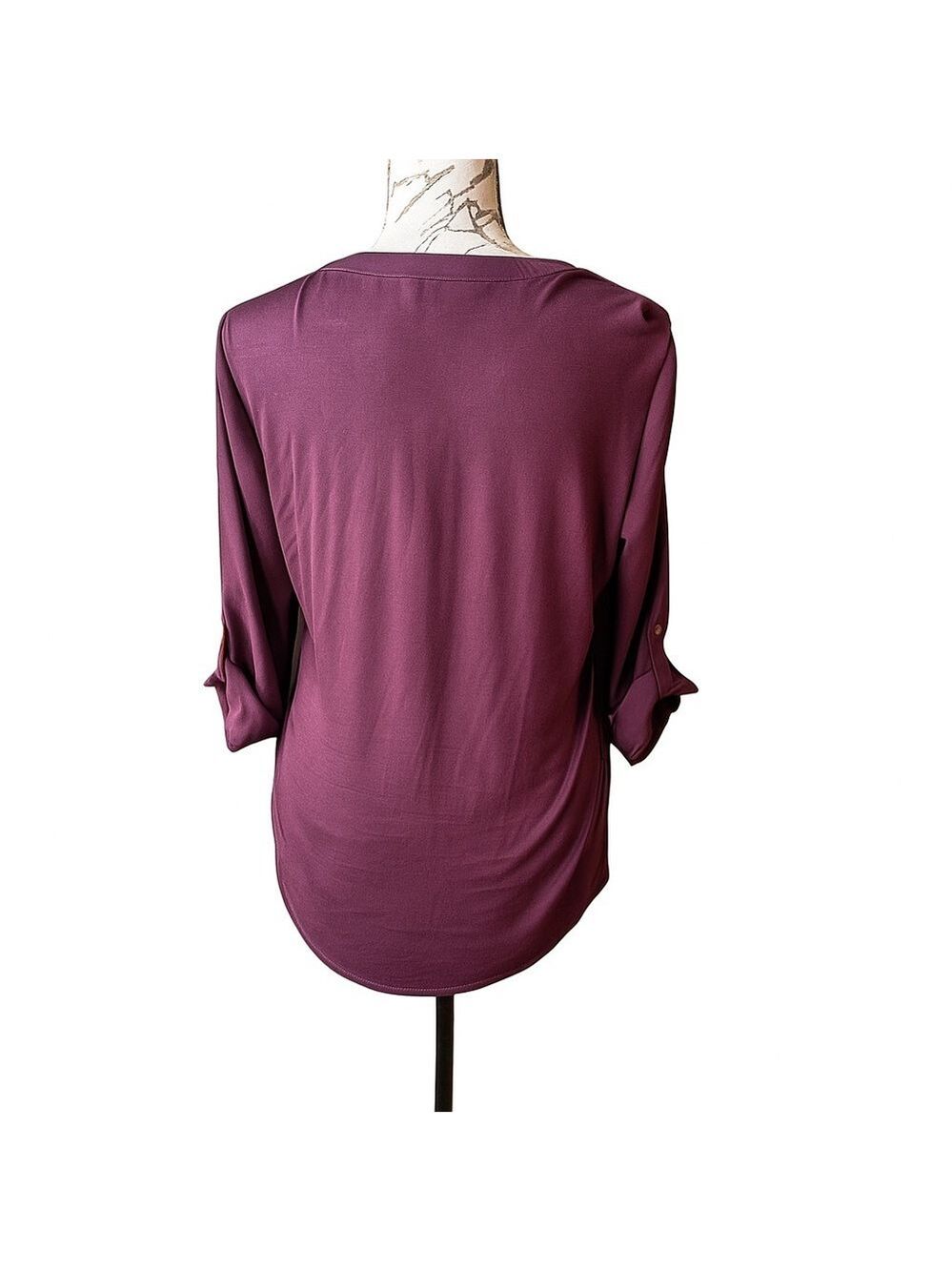 FORTUNE + IVY🍇 Women’s Zip-Front V-Neck Blouse 👠💜 Size S – Style #1733M6D - Picture 4 of 9